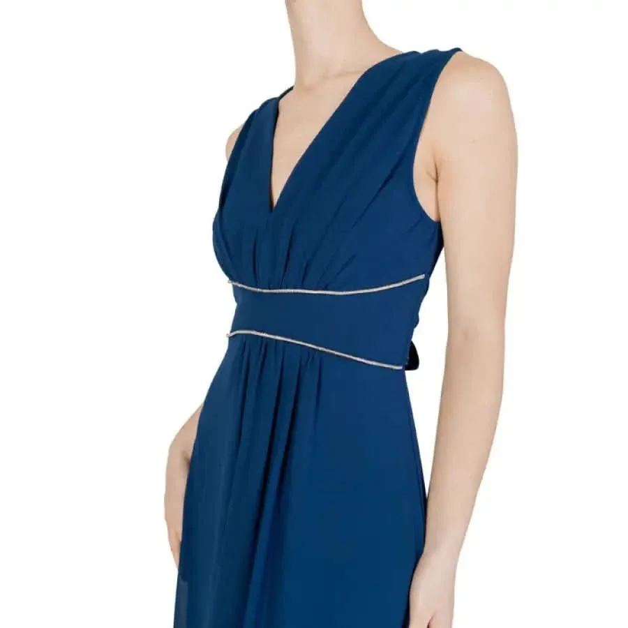 Rinascimento Blue Sleeveless V-Neck Dress for Spring/Summer
