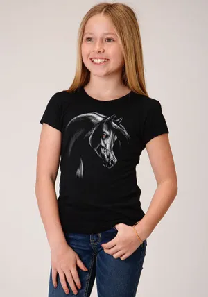 Roper Five Star Black Horse Head Tee for Girls
