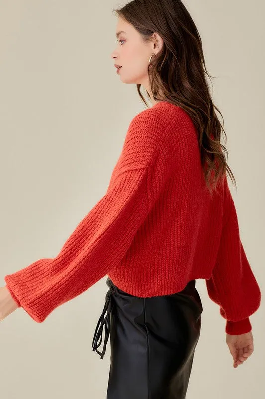 Round Neck Cropped Sweater Top – Cozy Knit with Relaxed Fit