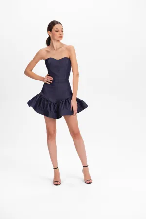 Ruffled Denim Mini Skirt