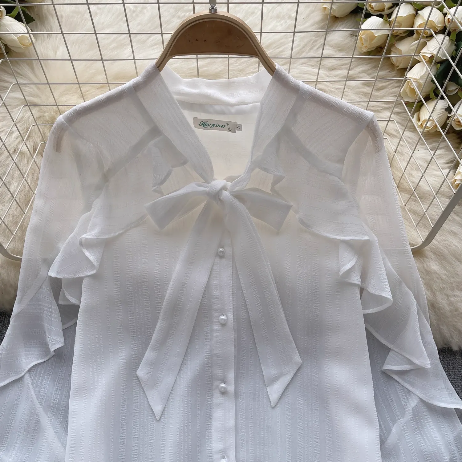 Ruffled long sleeves Women's blouses