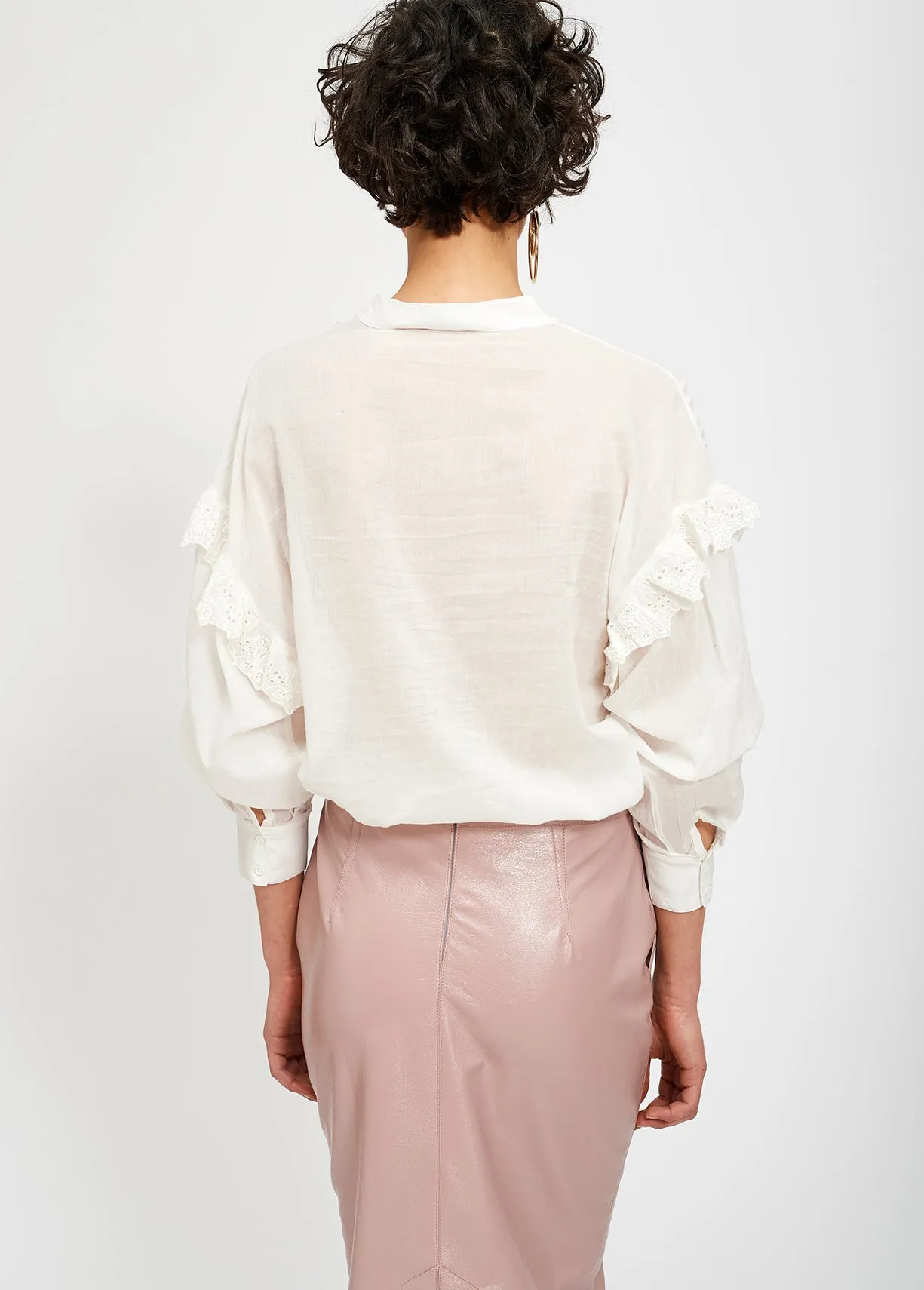 Ruffled off white shirt