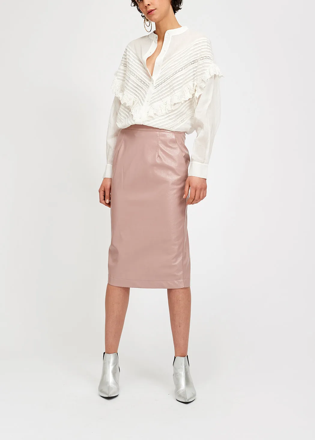 Ruffled off white shirt