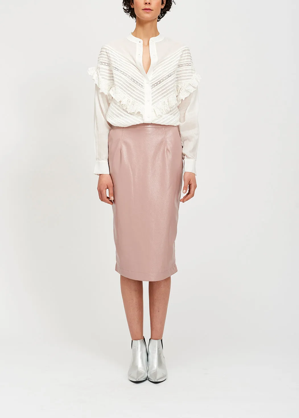 Ruffled off white shirt