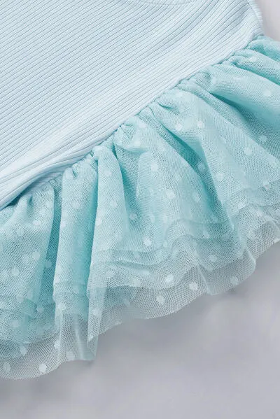 Ruffled Round Neck Cap Sleeve Top