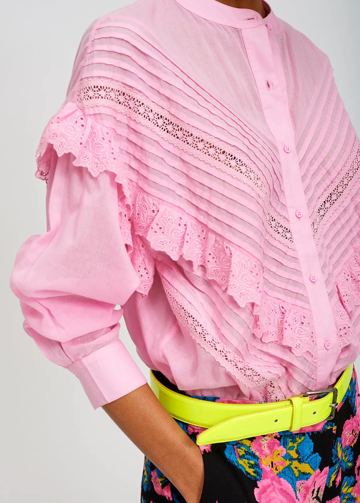Ruffled soft pink shirt