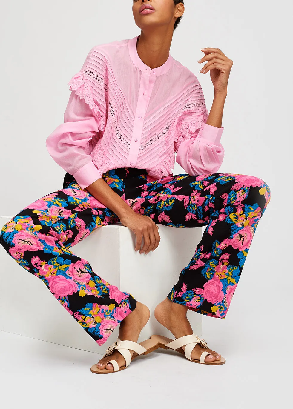 Ruffled soft pink shirt