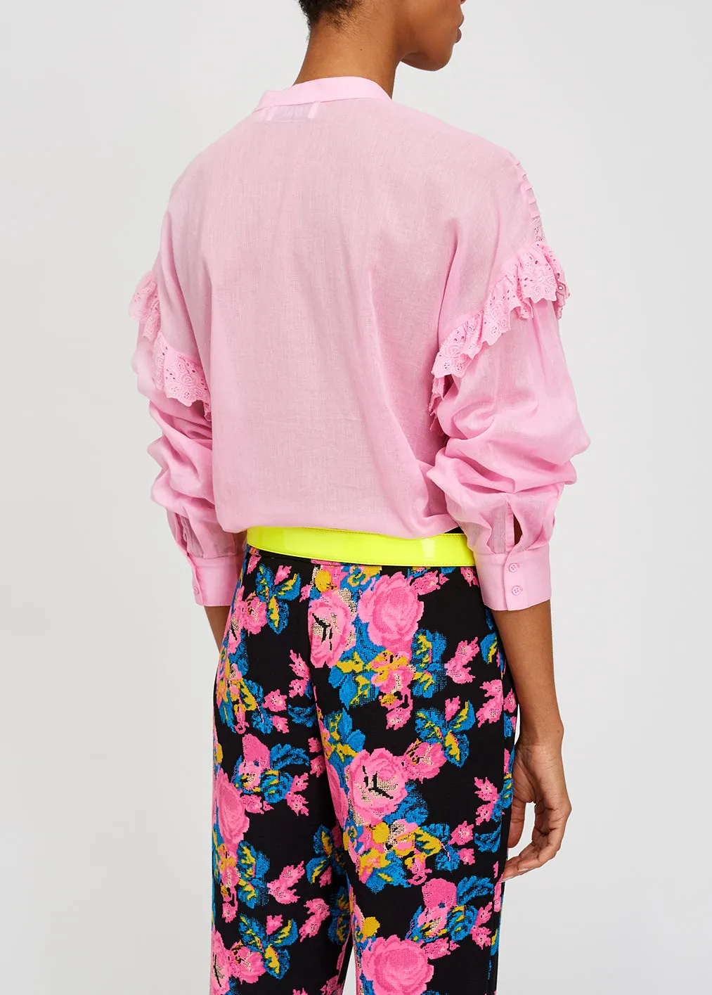 Ruffled soft pink shirt
