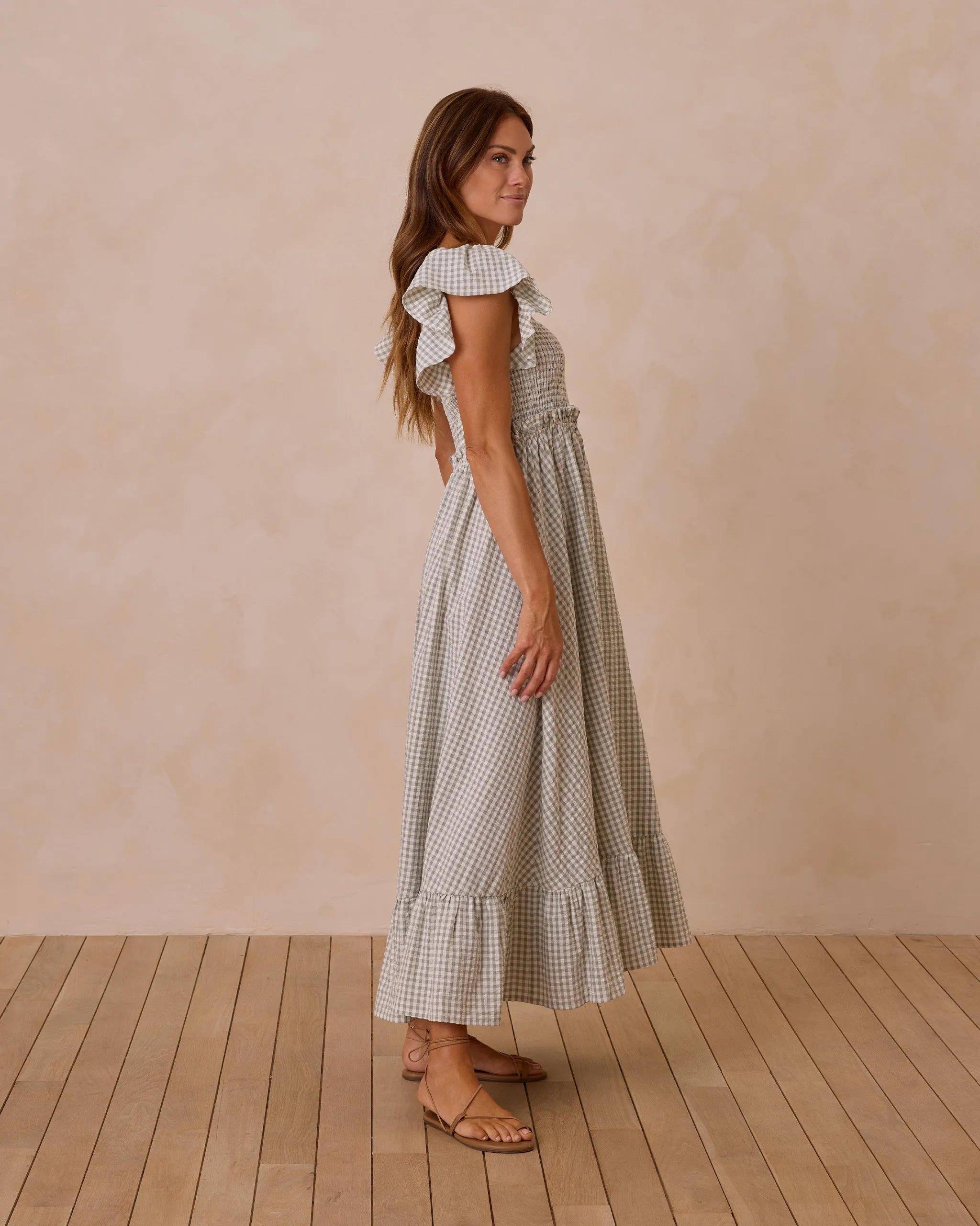 Rylee   Cru Francesca Dress in Eucalyptus Gingham (1 XL)