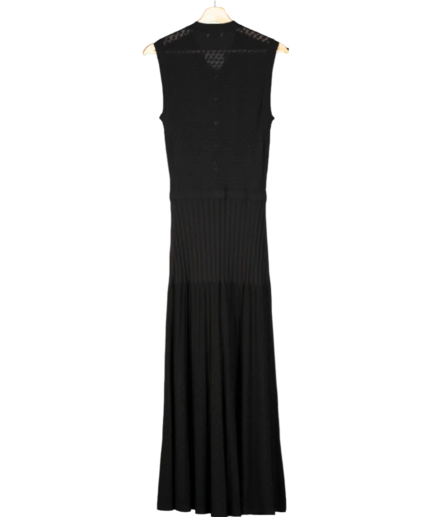 Sandro Black Crochet Look Button Down Maxi Dress UK XS/S