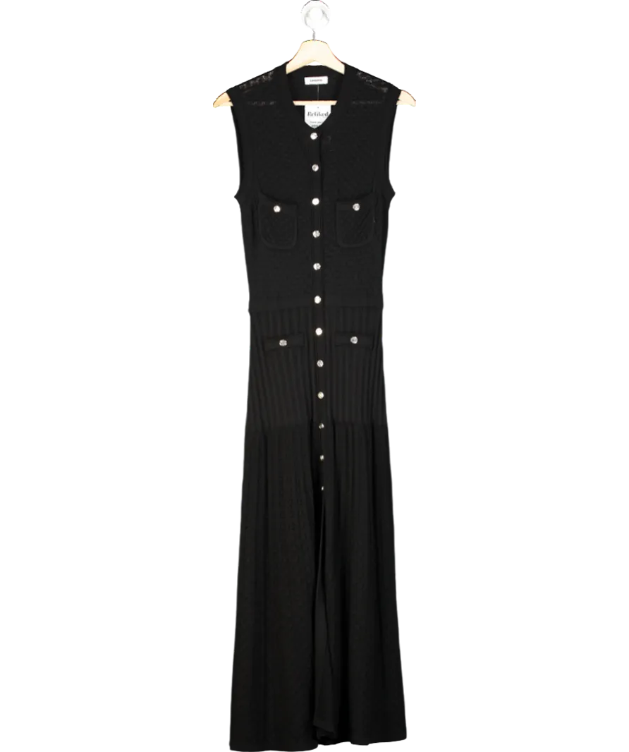Sandro Black Crochet Look Button Down Maxi Dress UK XS/S