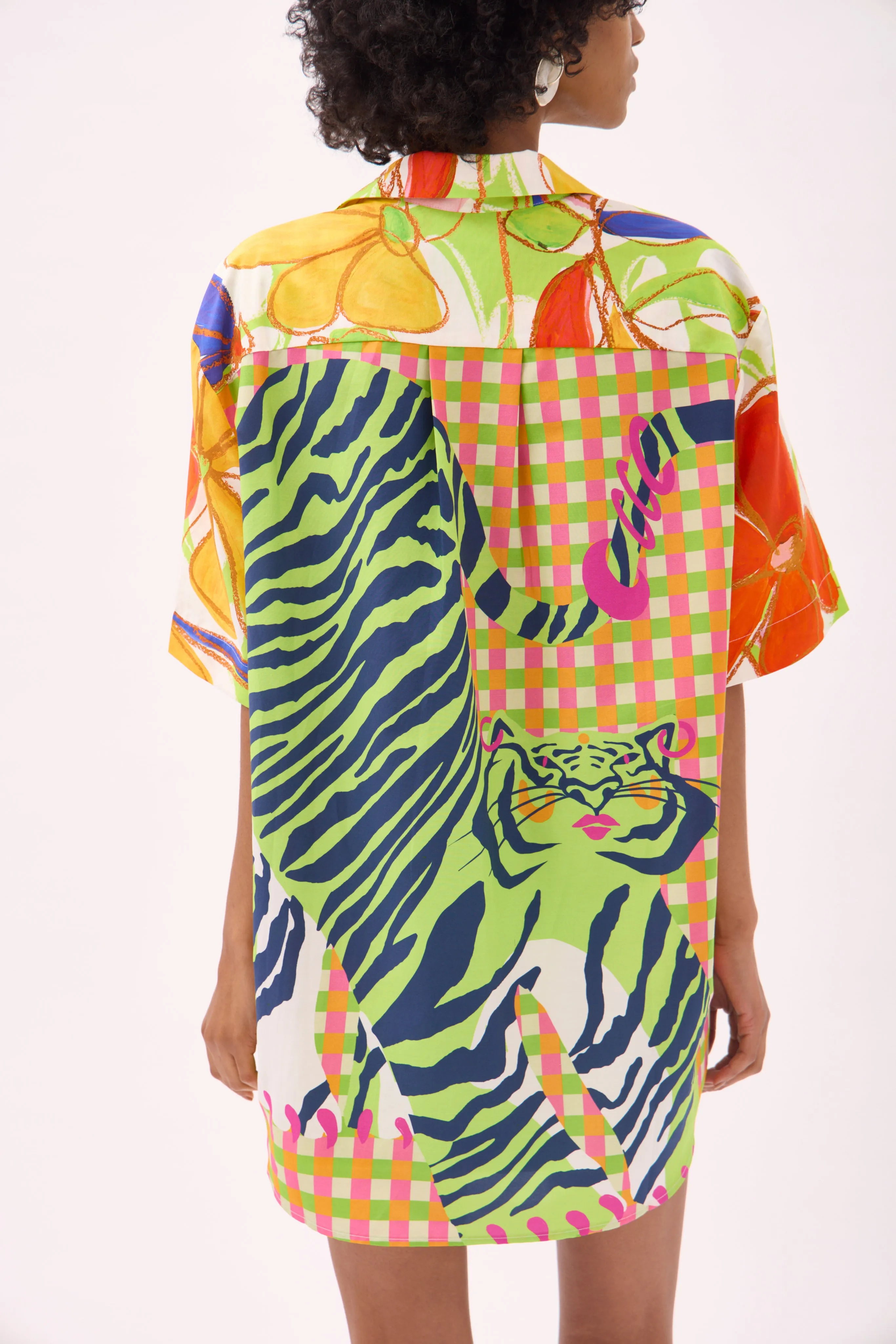 SANTANA COLLARED SHIRT- MEOW PRINT