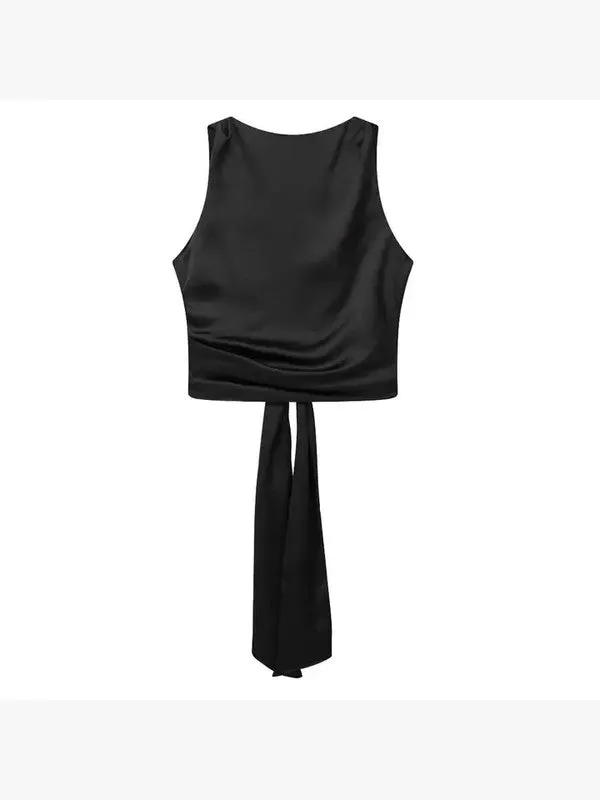 Satin Sleeveless Backless Top