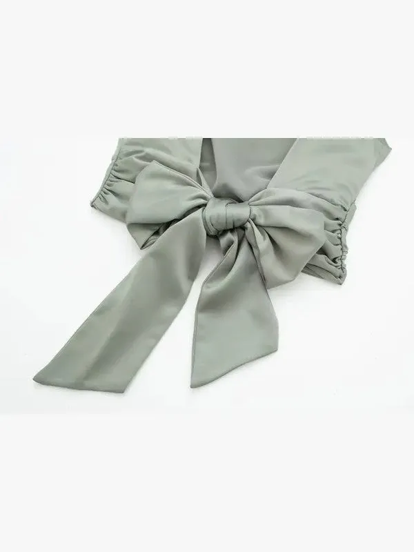 Satin Sleeveless Backless Top