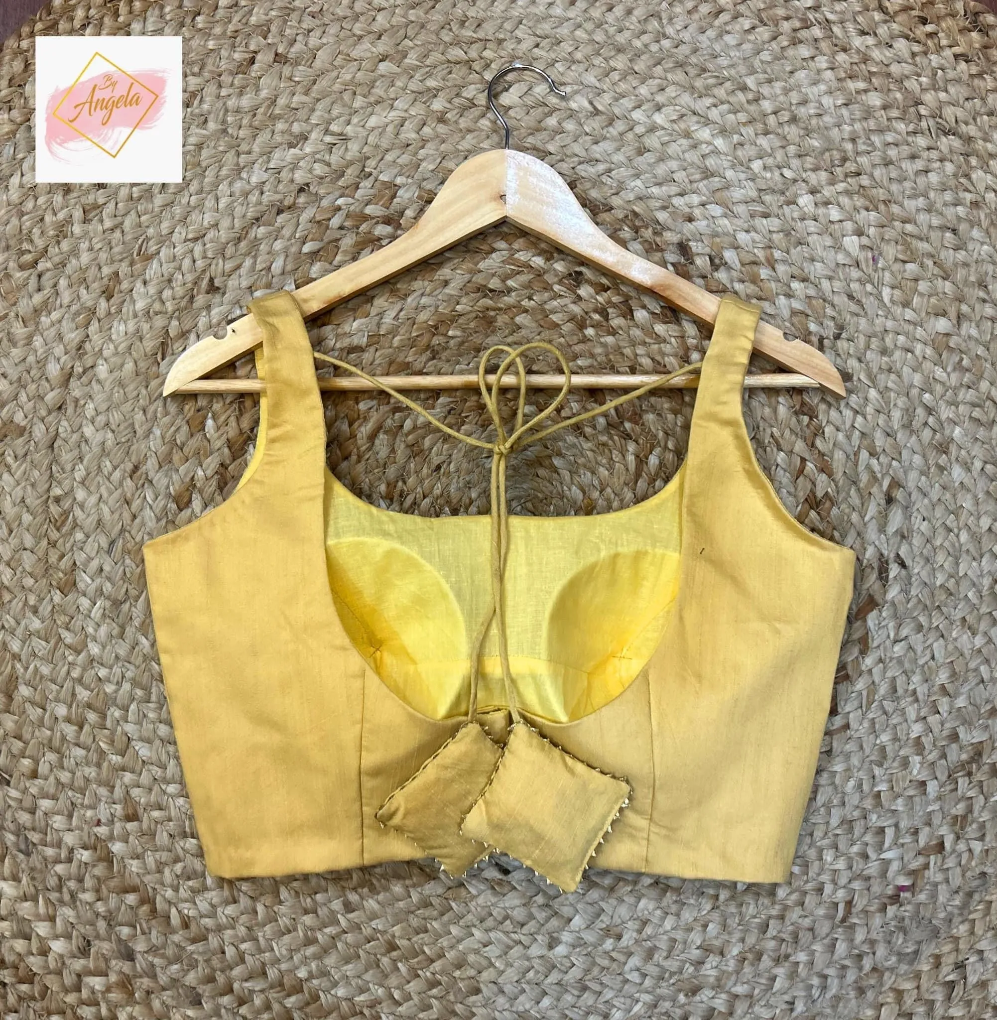 Scoop Neck Premium Sleeveless Blouse- Beige colour