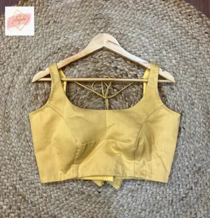 Scoop Neck Premium Sleeveless Blouse- Beige colour