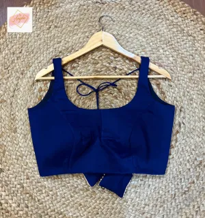 Scoop Neck Premium Sleeveless Blouse - Royal Blue