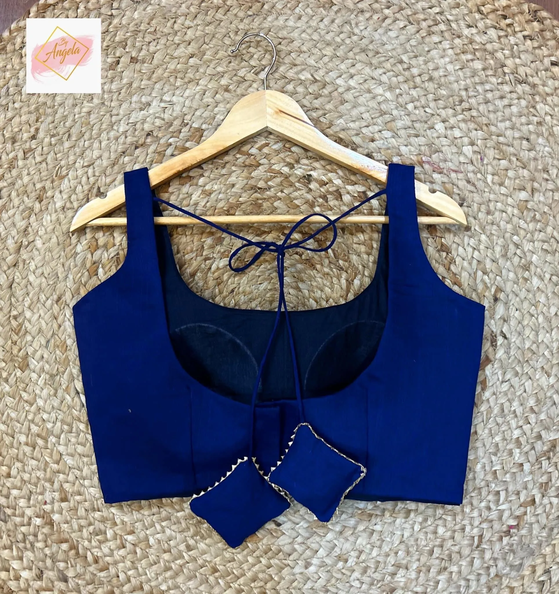 Scoop Neck Premium Sleeveless Blouse - Royal Blue