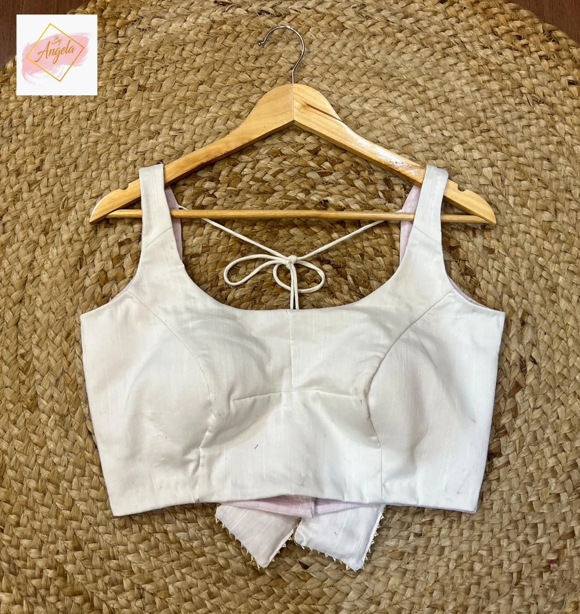 Scoop Neck Premium Sleeveless Blouse - White