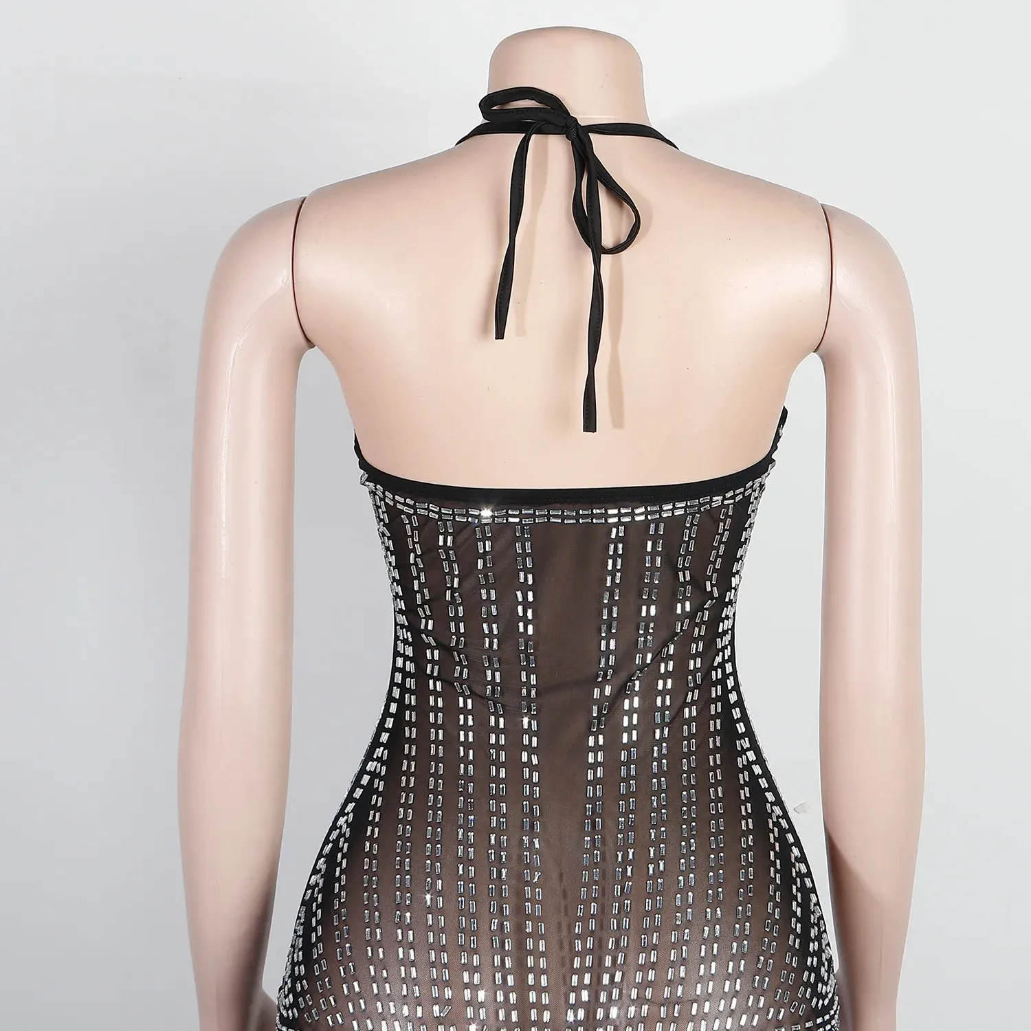 Shine at Your Next Party with Beyprern's Sparkle Sleeveless Sequins Pearl Crystal Party Dress