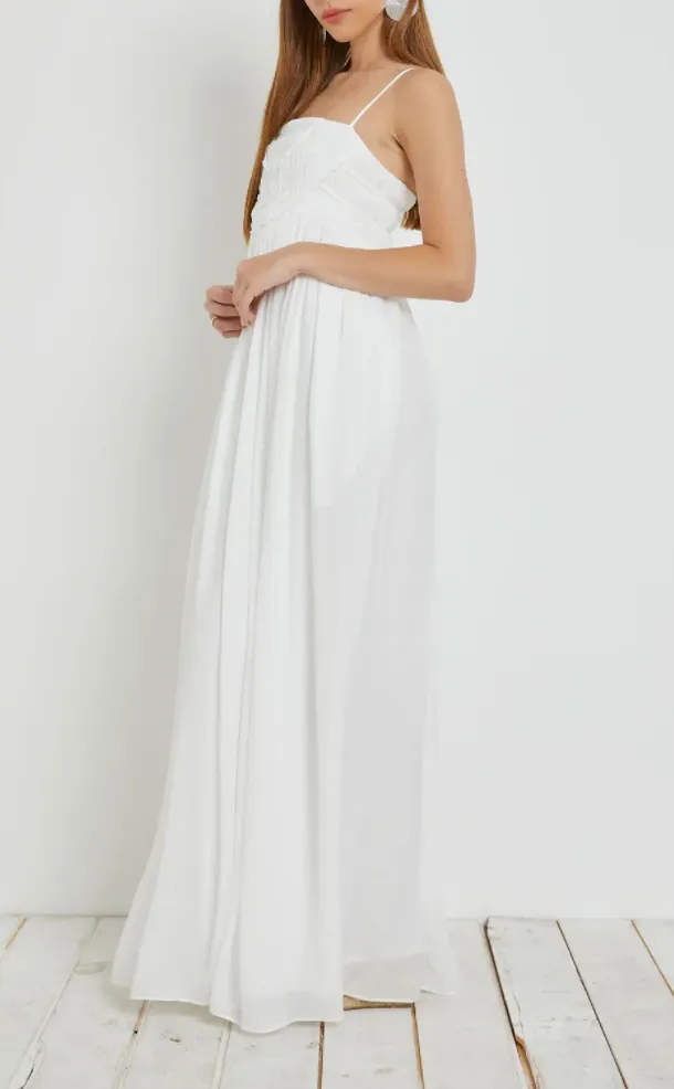 Shirred Panel Crinkle Maxi Dress