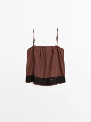 Short strappy top with ribbon details