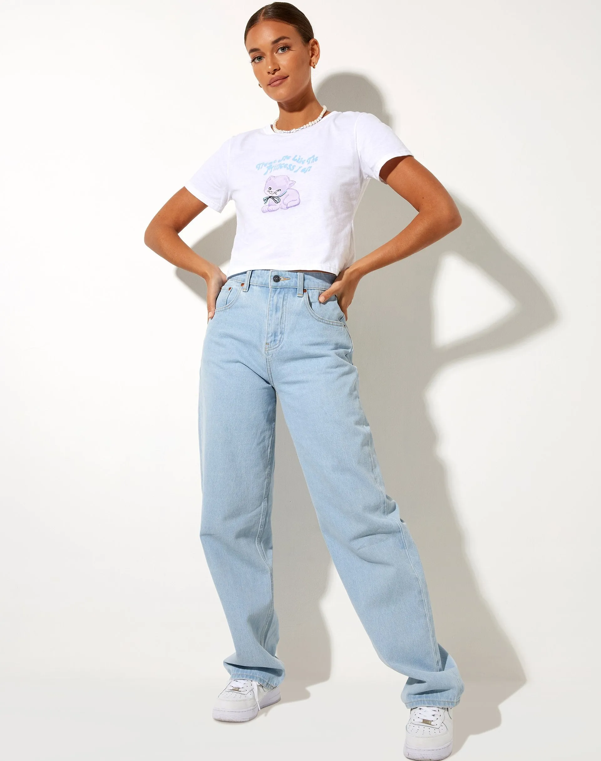 Shrunk Tee in White Dreamy Kittens