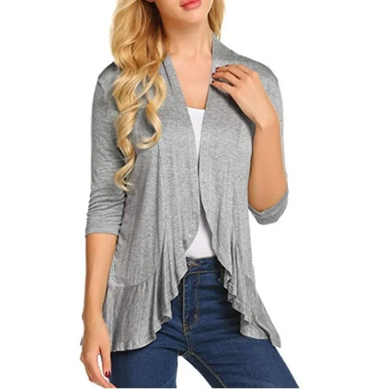 Silky Loose Fitting ruffled Cardigan Sweater