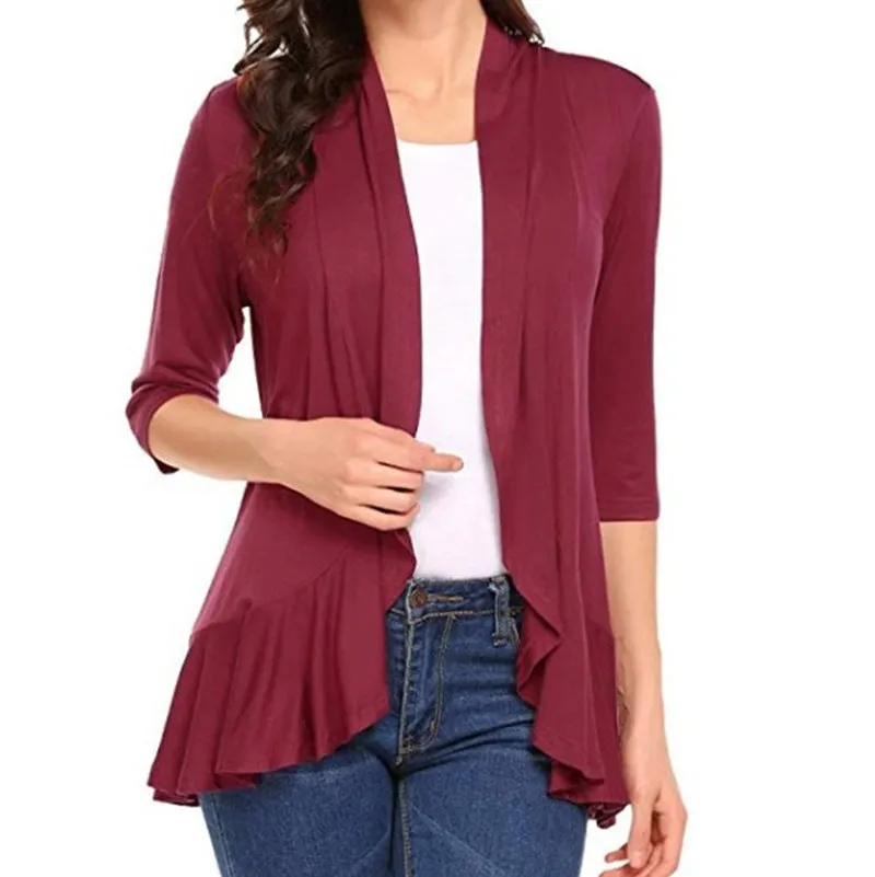 Silky Loose Fitting ruffled Cardigan Sweater