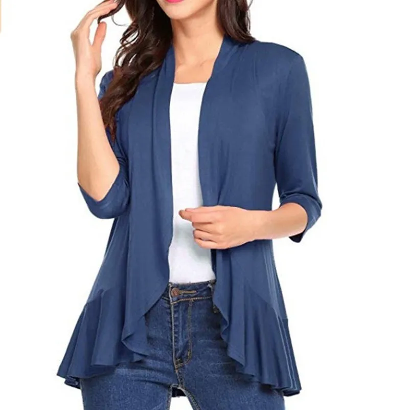 Silky Loose Fitting ruffled Cardigan Sweater