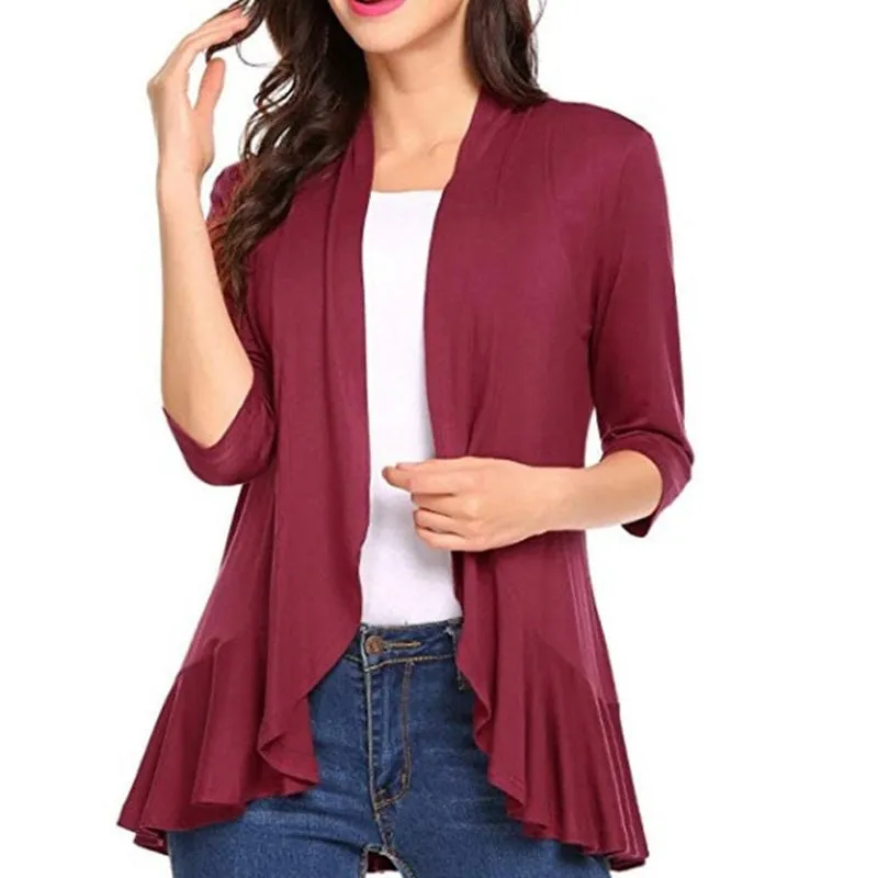 Silky Loose Fitting ruffled Cardigan Sweater