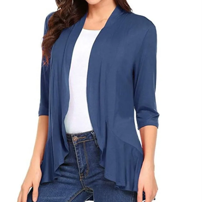 Silky Loose Fitting ruffled Cardigan Sweater