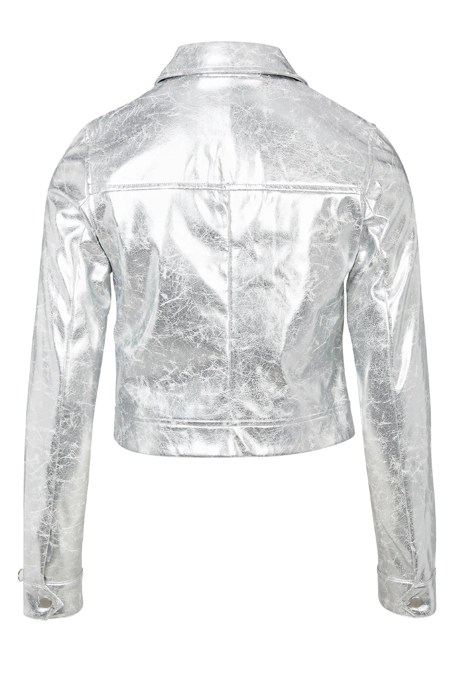 Silver Vegan Leather Jacket