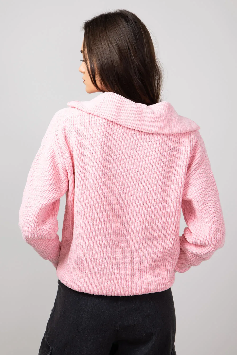Simply Southern Quarter Zip Sweater for Women in Candy Pink | PP-0224-SWTR-QTRZIP-CANDY