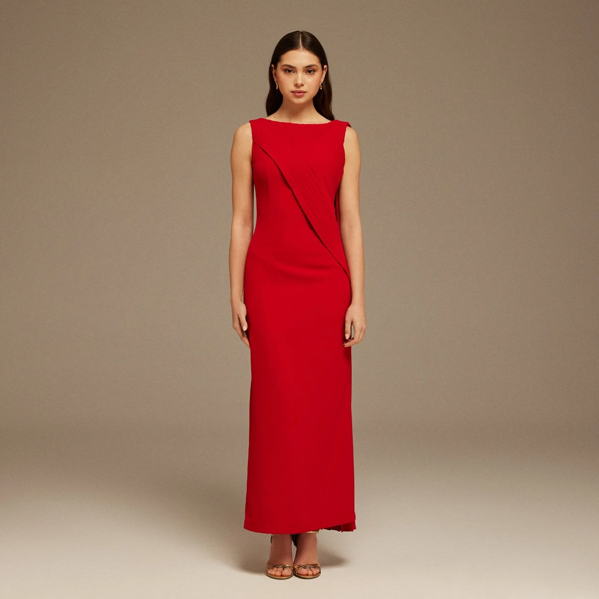 Sleeveless Drapped Top Maxi Dress