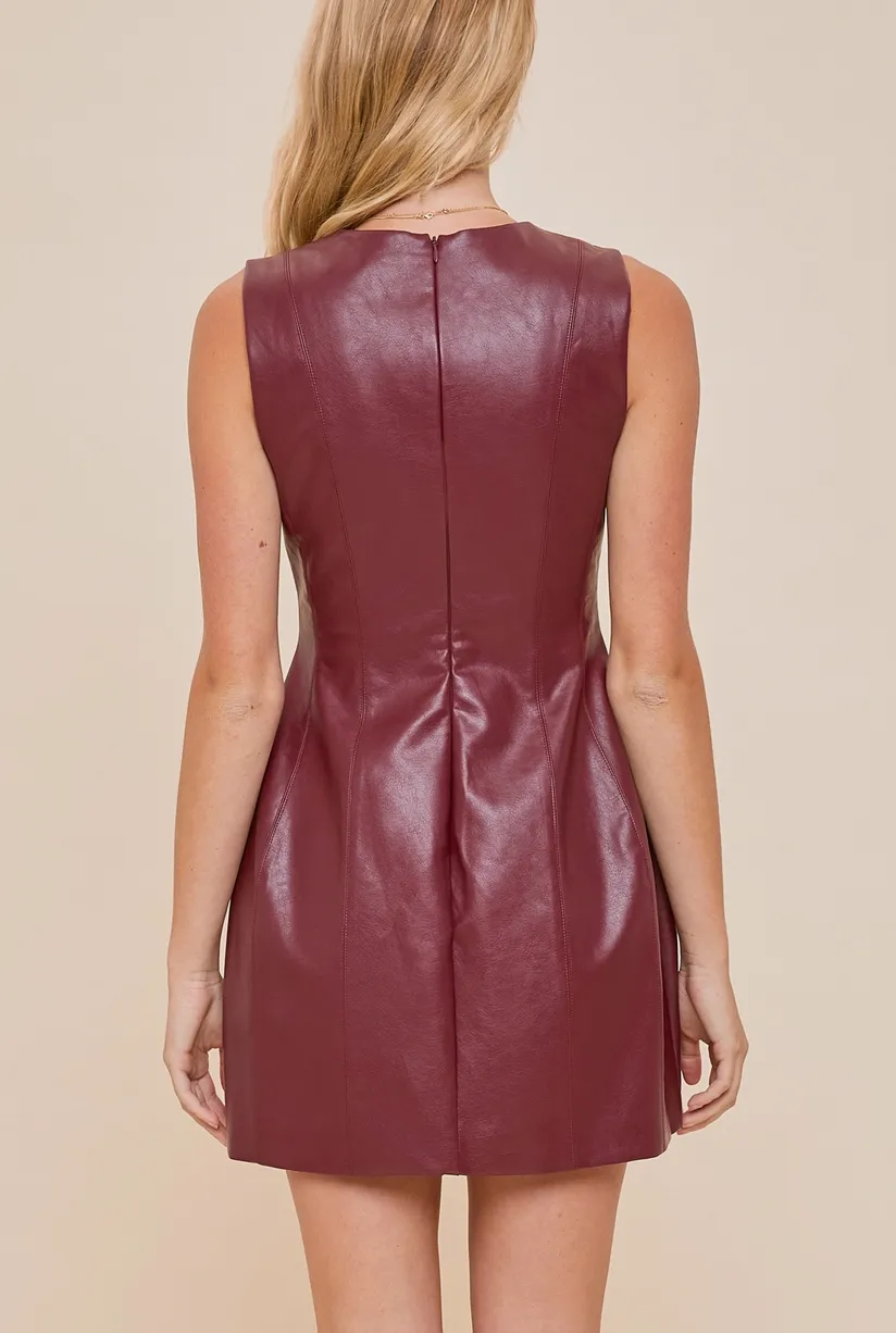 Sleeveless Princess Leather Dress