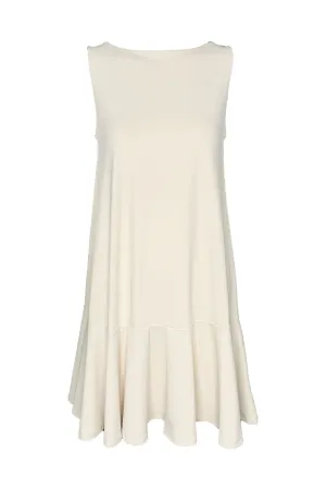 Sleeveless Ruffle Dress in Blanched Almond