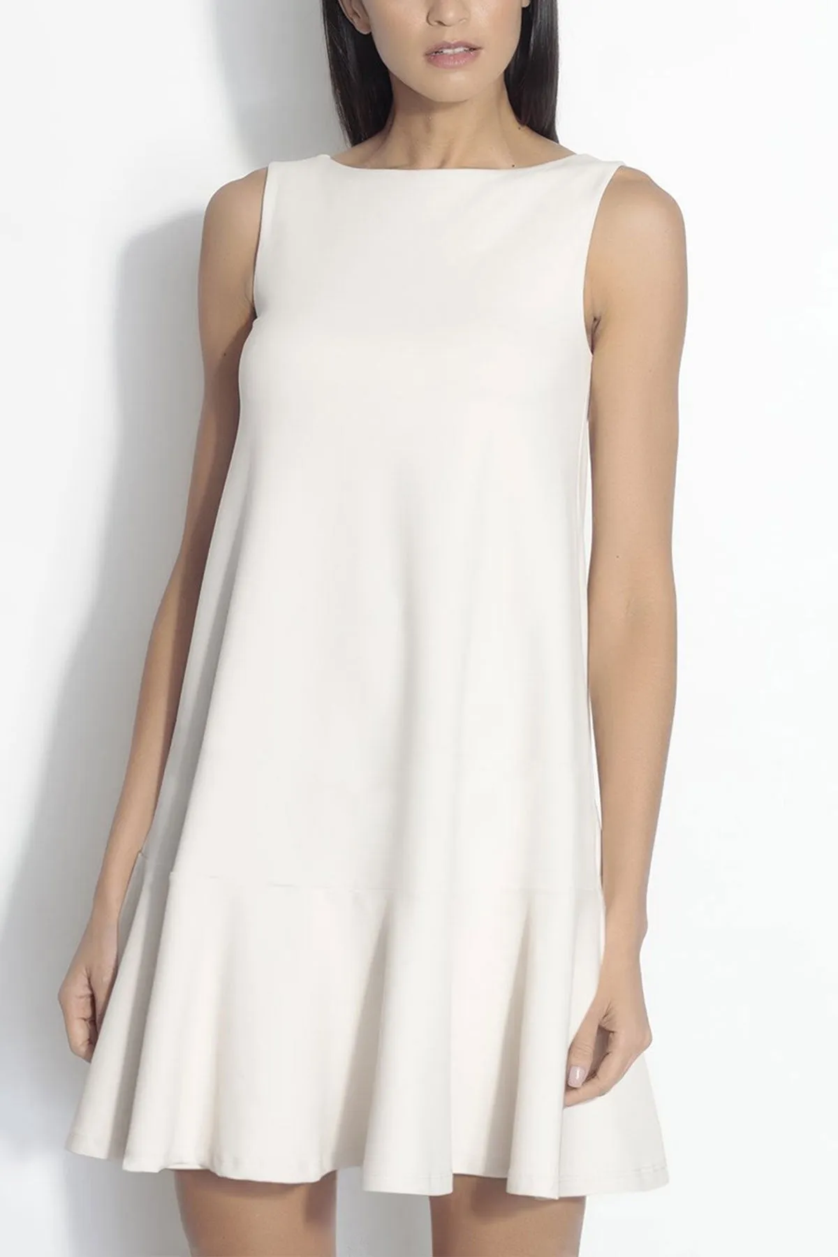 Sleeveless Ruffle Dress in Blanched Almond