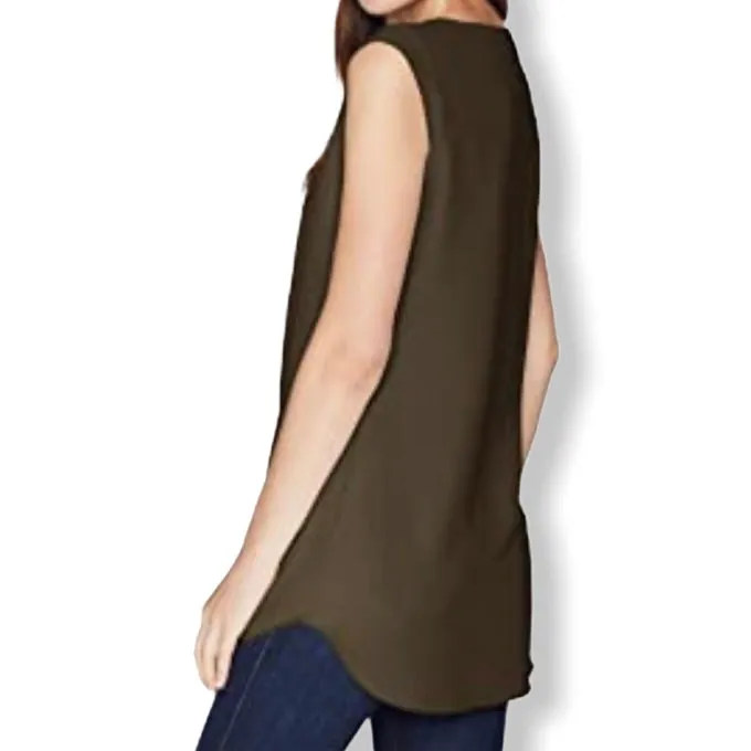 Sleeveless Scoop Neck Stretch Top Women's Blouses