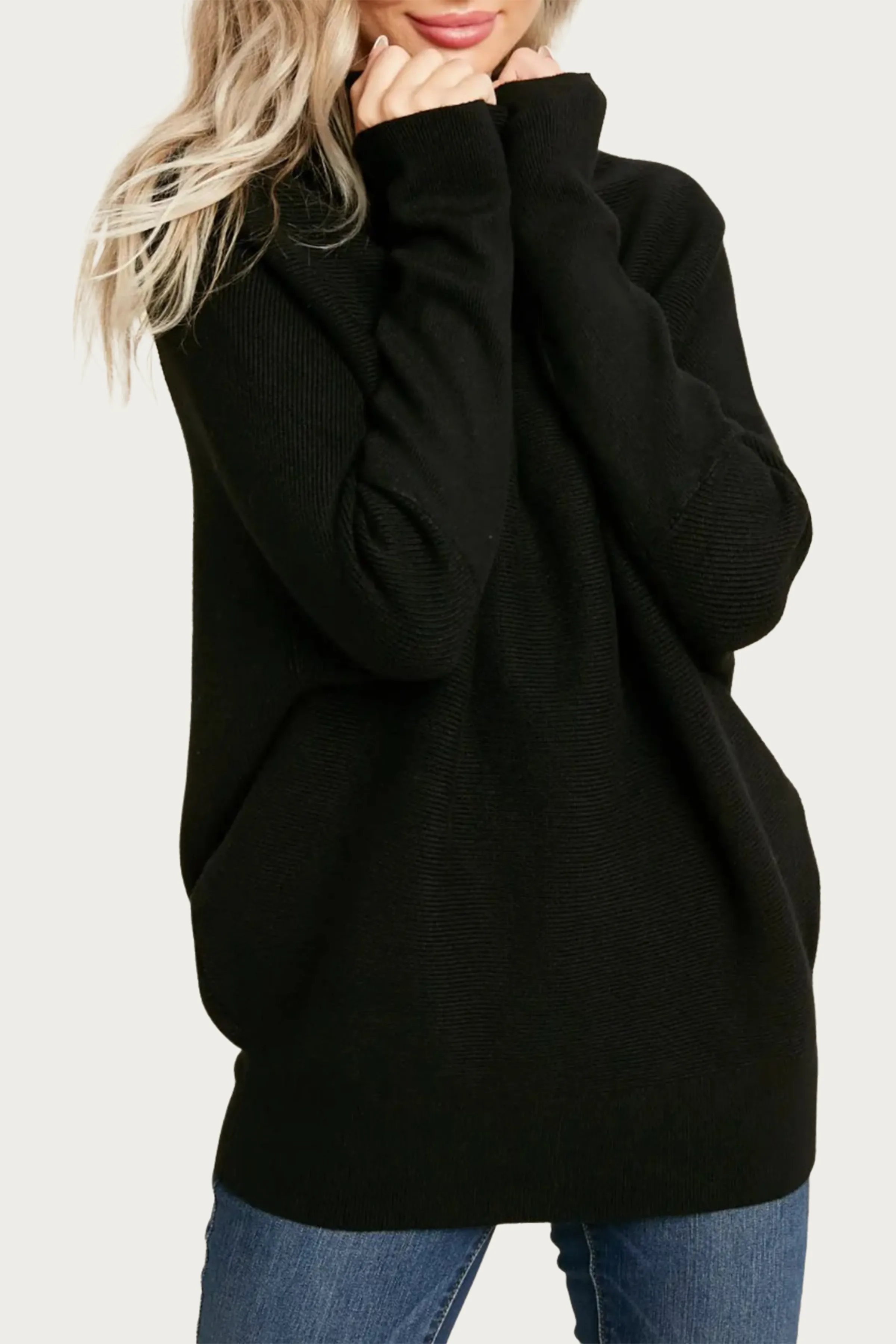 SLOUCH-NECK DOLMAN PULLOVER