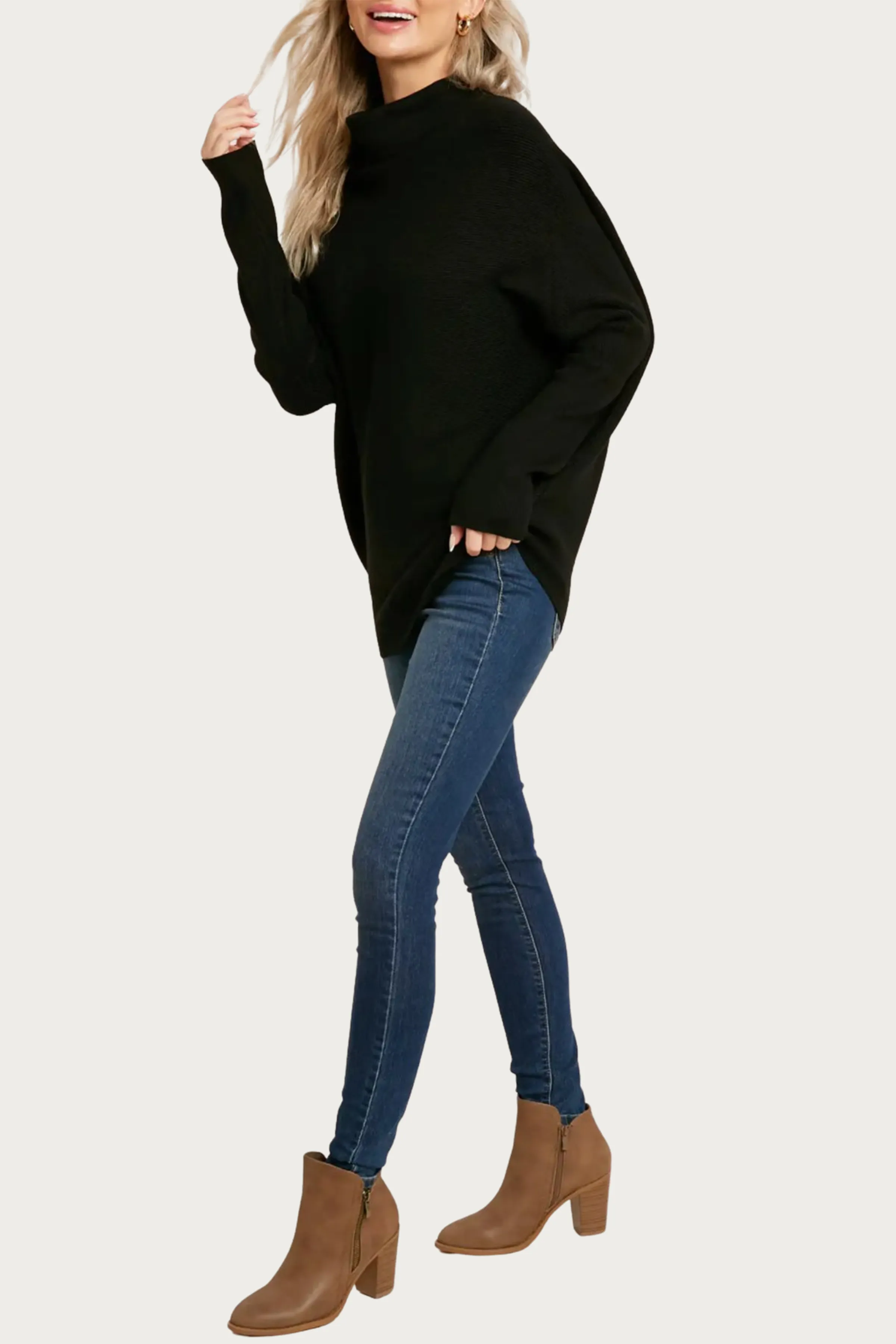SLOUCH-NECK DOLMAN PULLOVER
