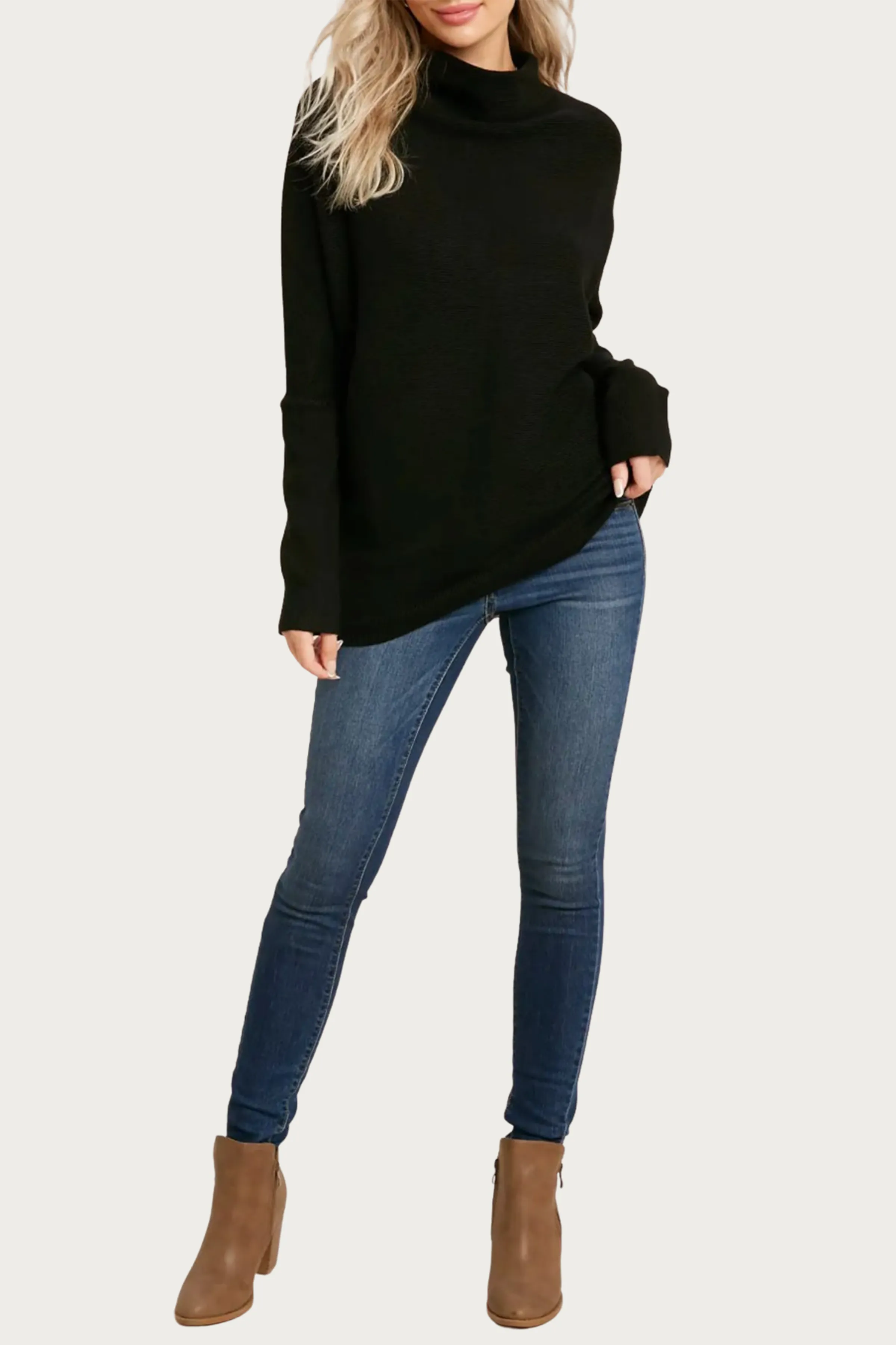 SLOUCH-NECK DOLMAN PULLOVER
