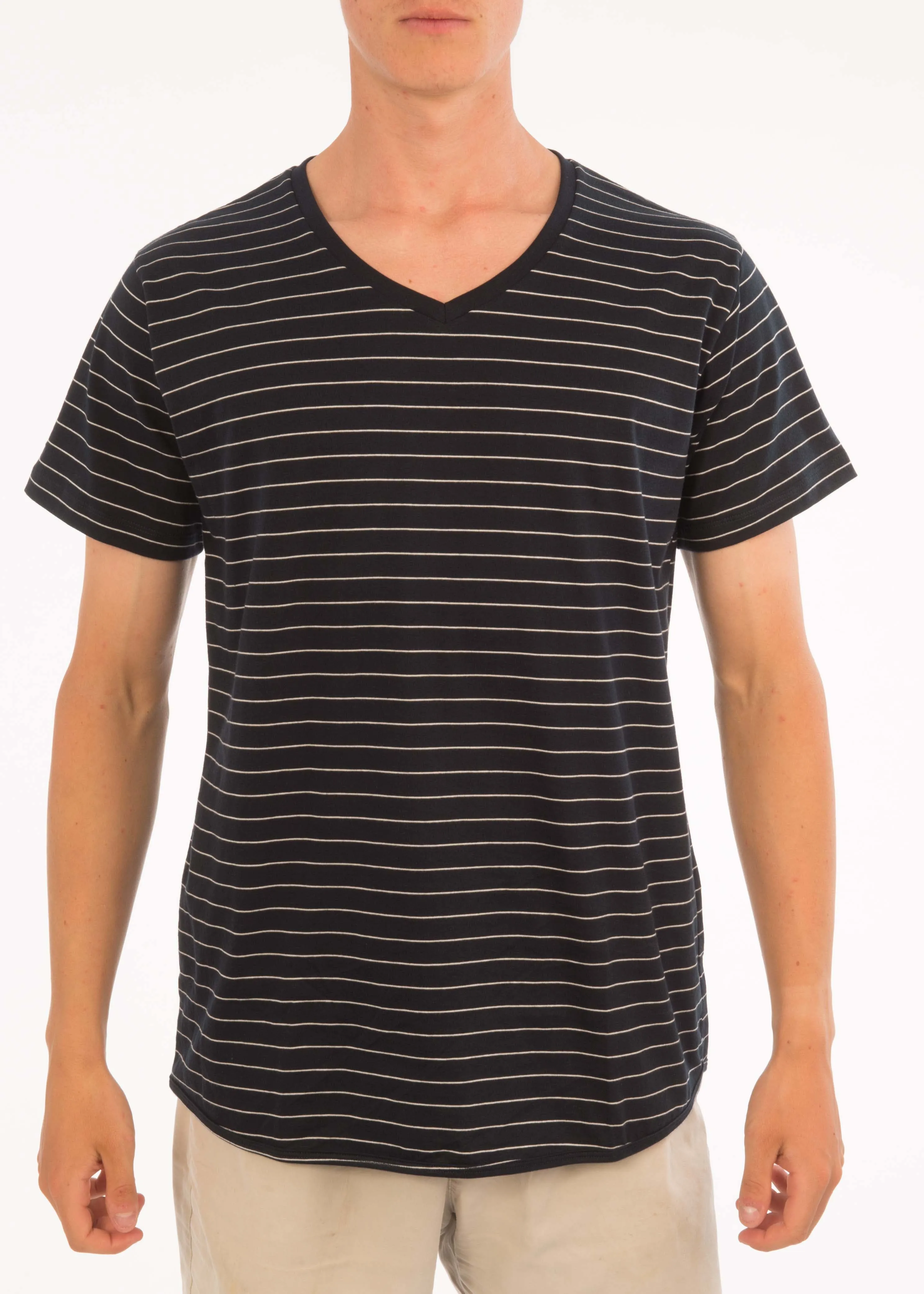 Small Stripe V-Neck Tee