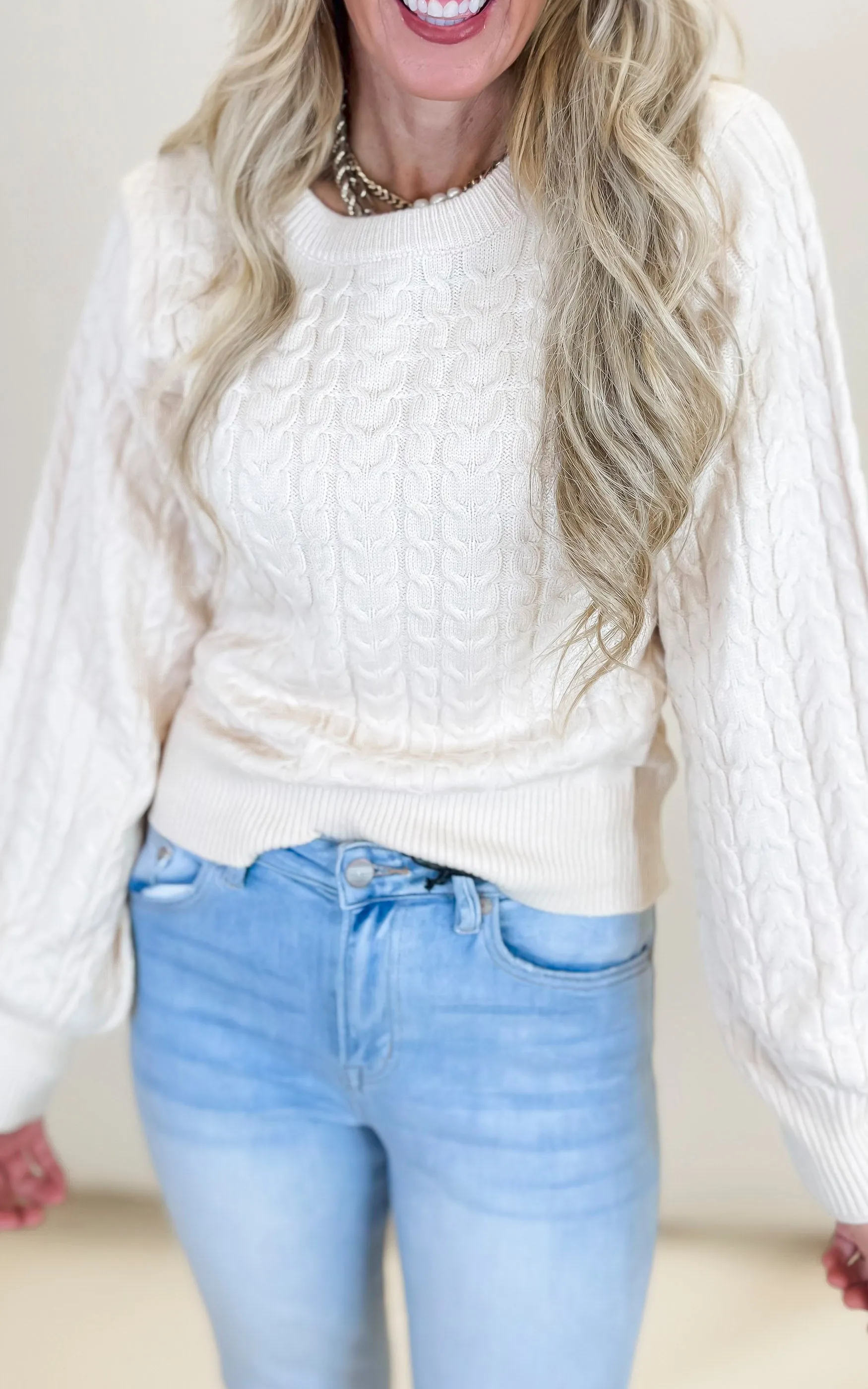 Soft Cable Knit Sweater Top - Final Sale