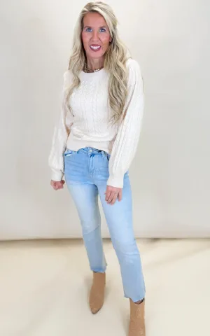 Soft Cable Knit Sweater Top - Final Sale