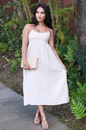 SPAGHETTI STRAP TIE BACK MAXI DRESS