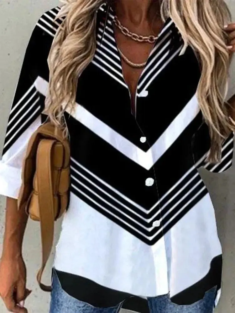 Spring and Autumn Women's Shirts Loose Fashion Large Size Shirts Women's Casual Long Sleeve Ladies Tops