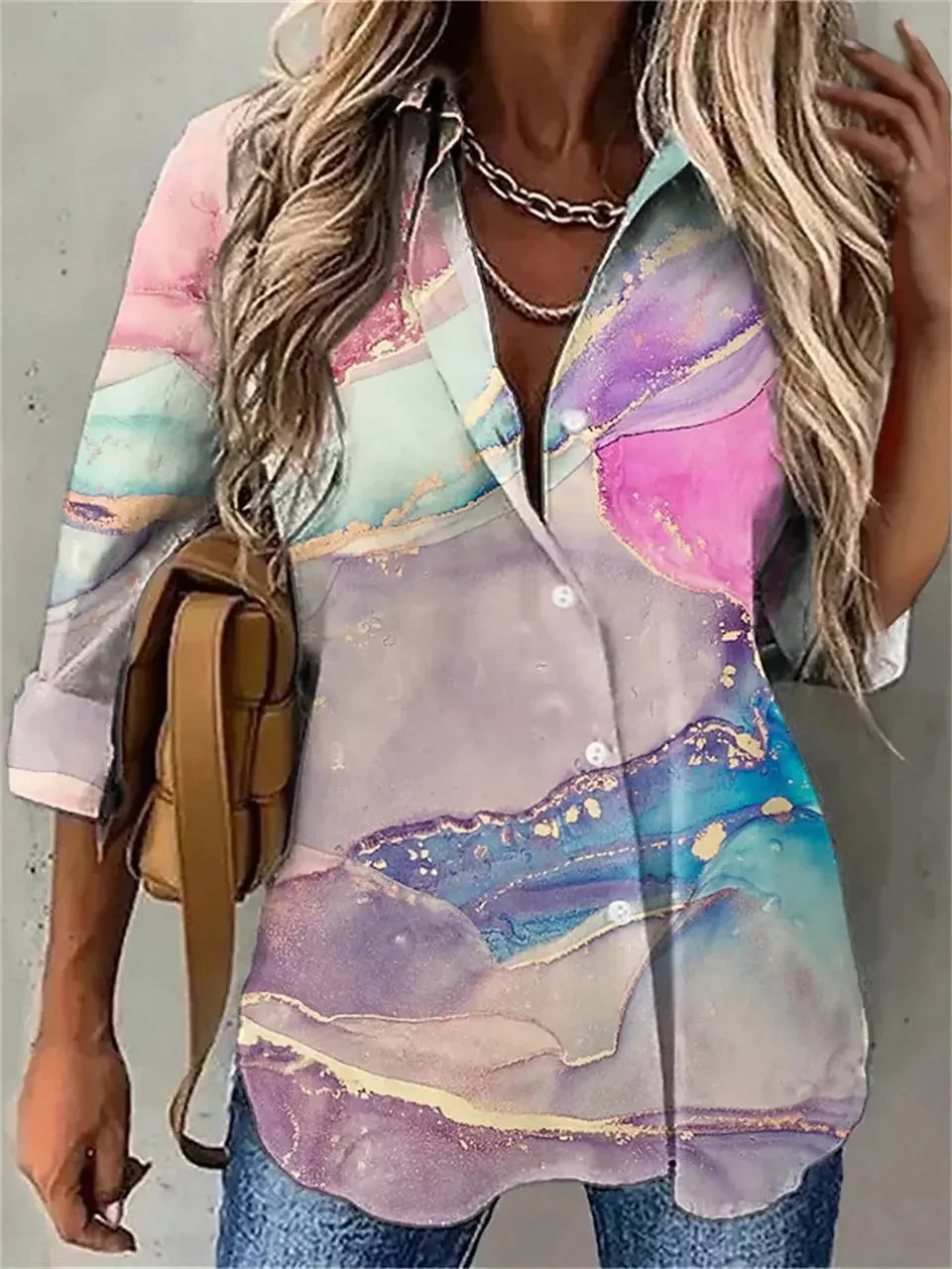 Spring and Autumn Women's Shirts Loose Fashion Large Size Shirts Women's Casual Long Sleeve Ladies Tops
