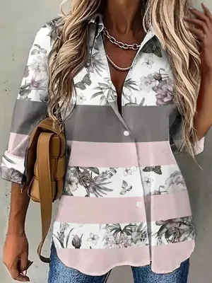 Spring and Autumn Women's Shirts Loose Fashion Large Size Shirts Women's Casual Long Sleeve Ladies Tops