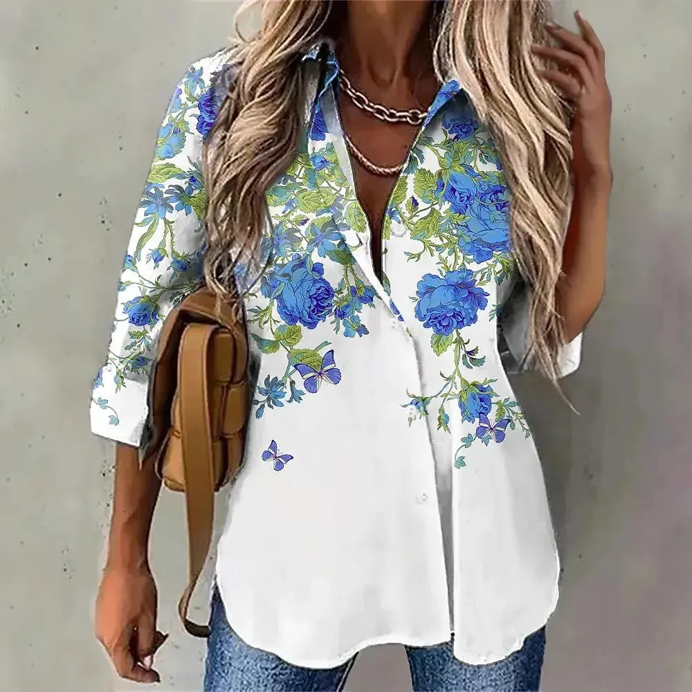 Spring and Autumn Women's Shirts Loose Fashion Large Size Shirts Women's Casual Long Sleeve Ladies Tops